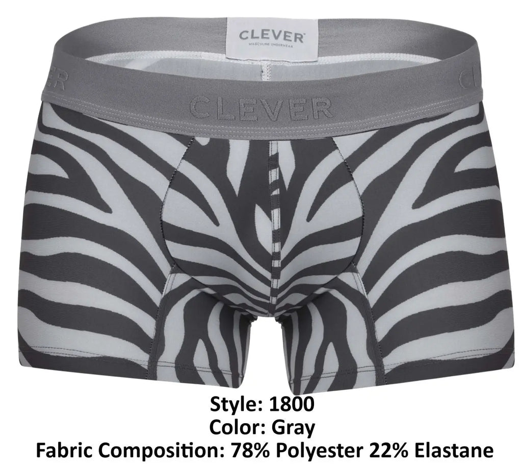 Clever Moda メンズ下着 1800 Cebra トランクス カラー グレー
