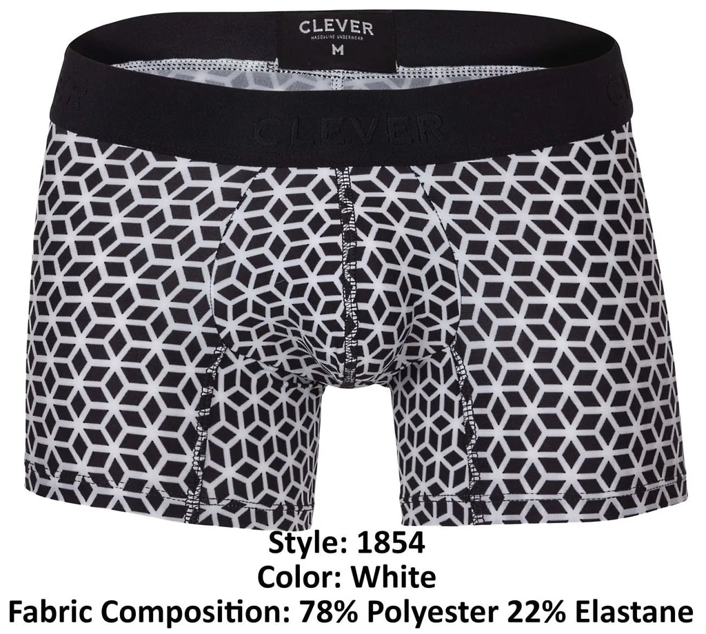 Clever Moda メンズ下着 1854 クアドリクラ トランクス カラー：ホワイト