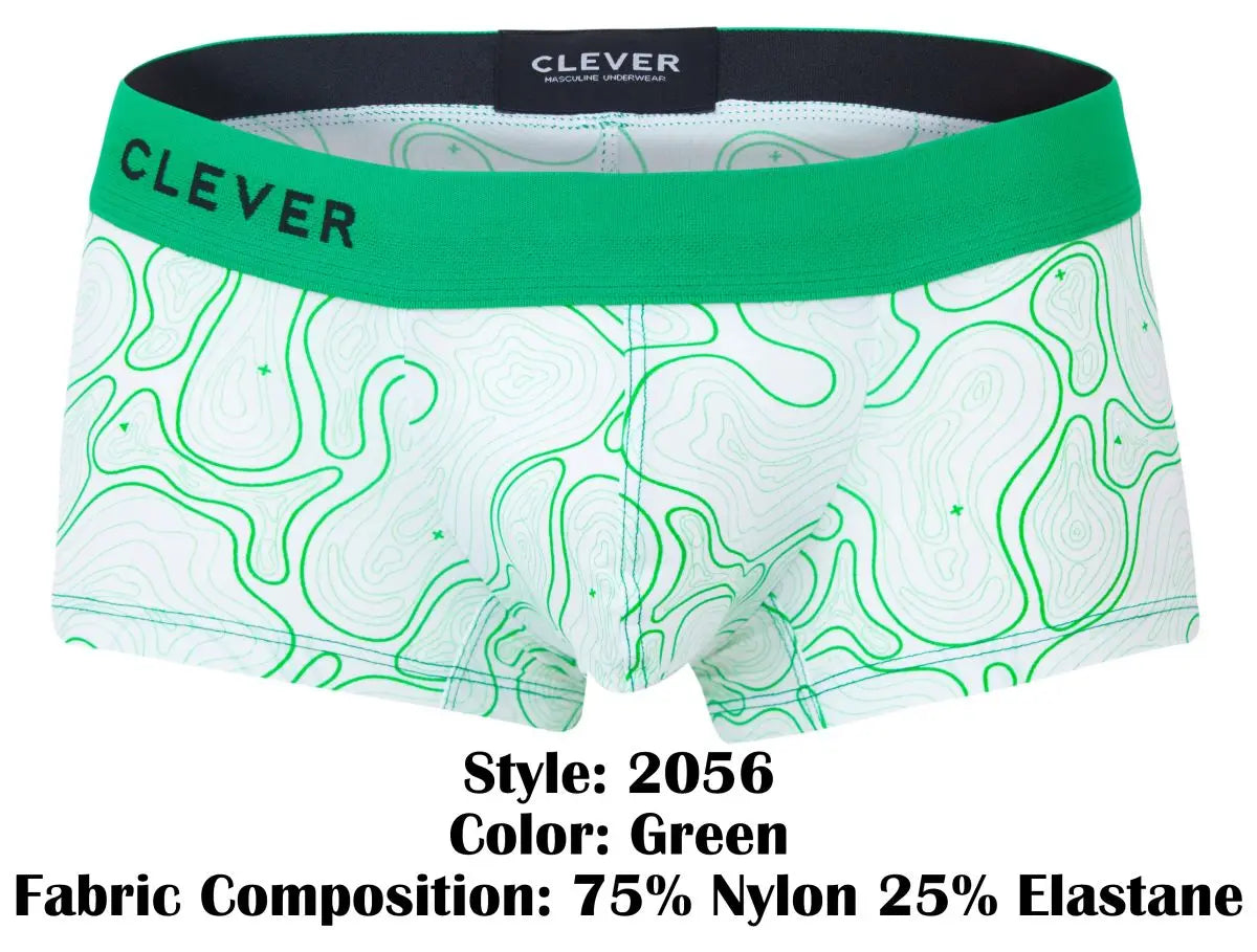 Clever Moda 남성 속옷 2056 메이즈 트렁크 색상 그린