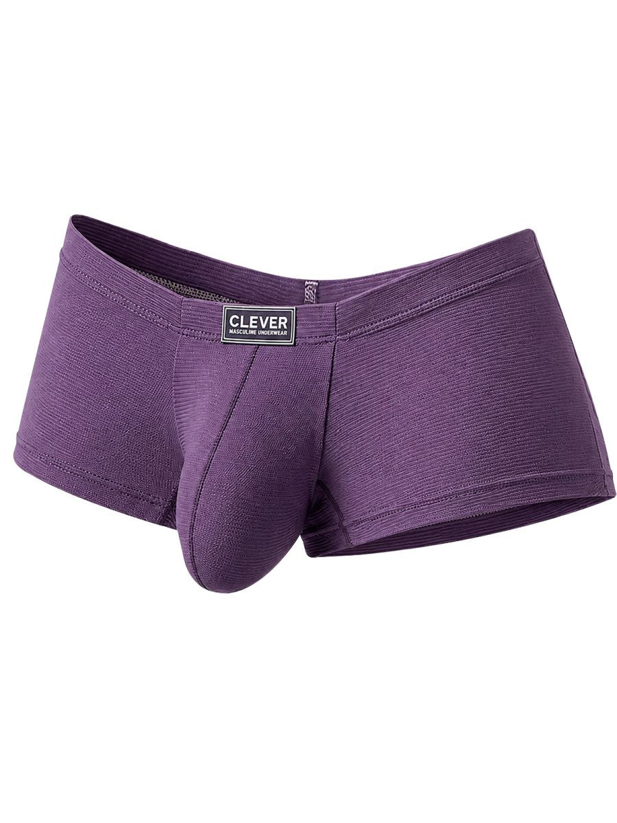 Clever Moda lilac Cronos trunks with a textured fabric and a branded waistband label.