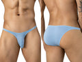 Clever Moda light blue Cronos mens brief underwear featuring thin side straps and minimal rear coverage.