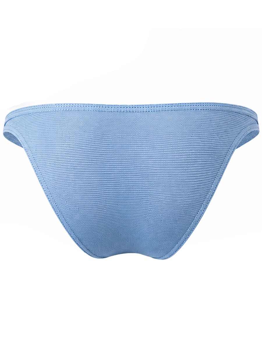 Clever Moda 26178 Cronos light blue men's briefs, shown from the back, featuring textured ribbed fabric.
