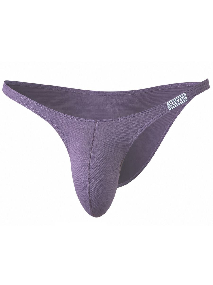 Lilac Clever Moda Cronos men's low-rise brief with minimal side straps, contoured pouch, and side logo.