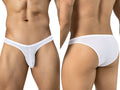 Clever Moda white Ulises micro-briefs in perforated mesh fabric with a slim waistband.