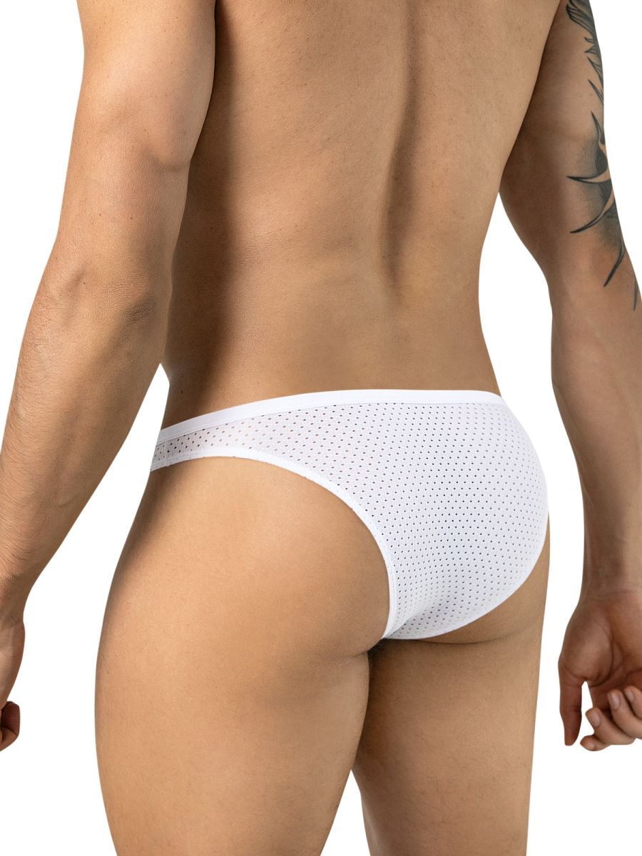 Clever Moda Ulises white men's briefs, rear view, featuring a breathable mesh fabric and thin waistband.
