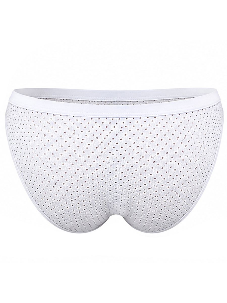 Clever Moda white Ulises briefs in perforated mesh fabric with a wide waistband.