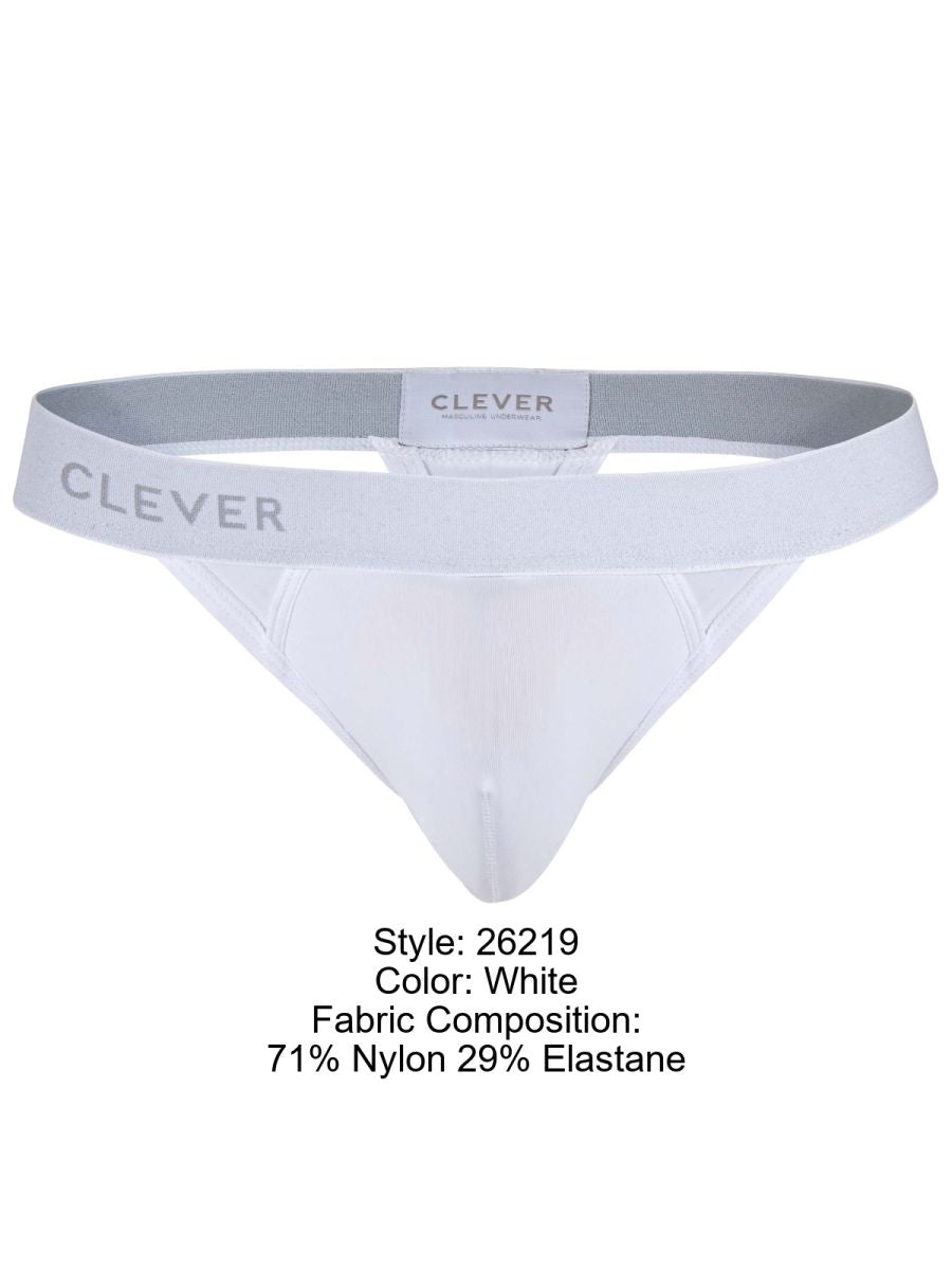Clever 26219 Men's Underwear Marsella Thongs for Sleek Minimalist Comfort Color White