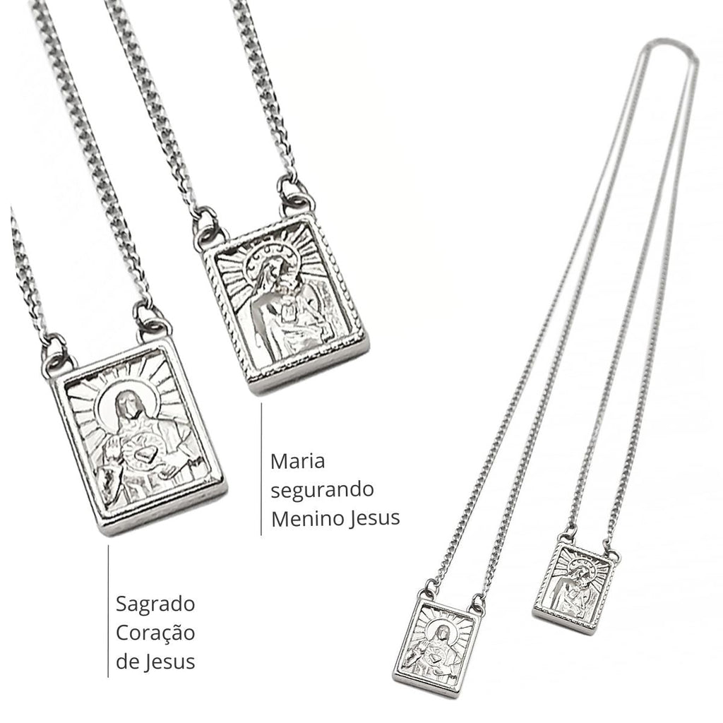 CA-RIO-CA Men's Stainless Steel Scapular in Black or Silver, - Men's Necklace - Male Jewelry