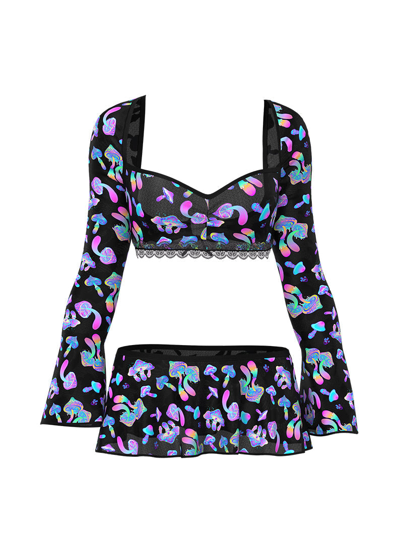Magic Silk Women's Crop Top, Skirt & G-String Set