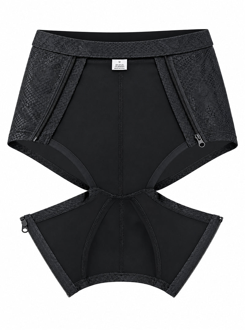 Undergear Men's Cutout Zip Trunk BK-788