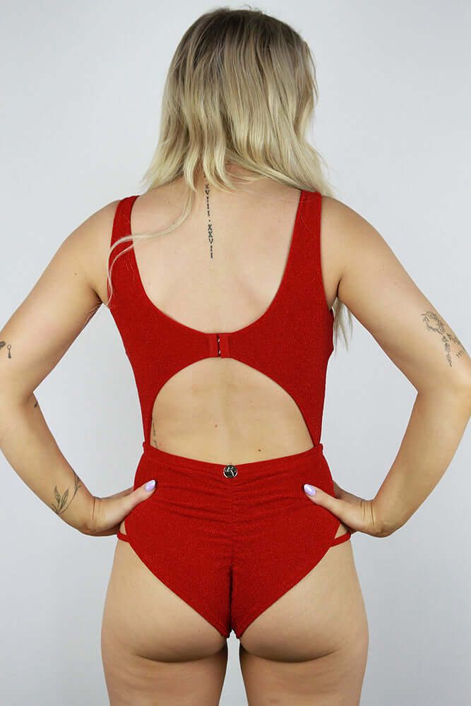 Glitteratti Knot Bodysuit Red