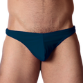 Front view of Gigo Dinamic green swim G-string in smooth, form-fitting fabric with a low-rise waistband.