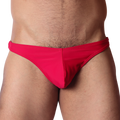 Front view of Gigo Dinamic red swim G-string in smooth, stretchy fabric with a center-seam pouch design.