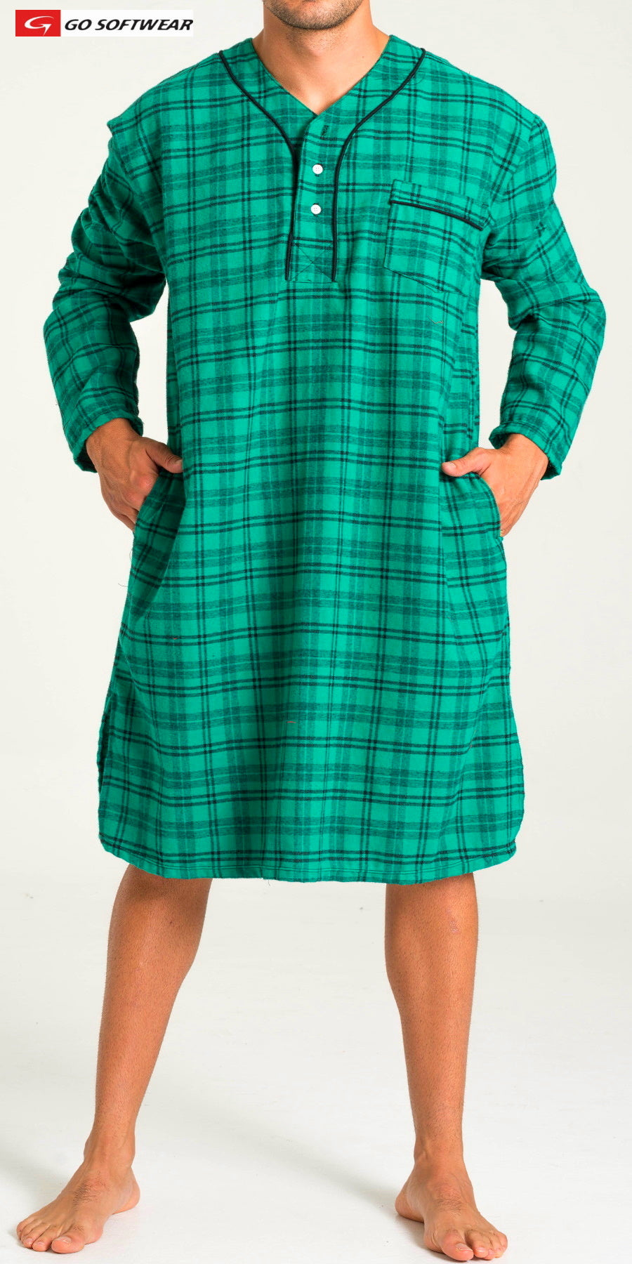 Go Softwear 4708 Men's Lumber Jack Night Shirt - Green Plaid
