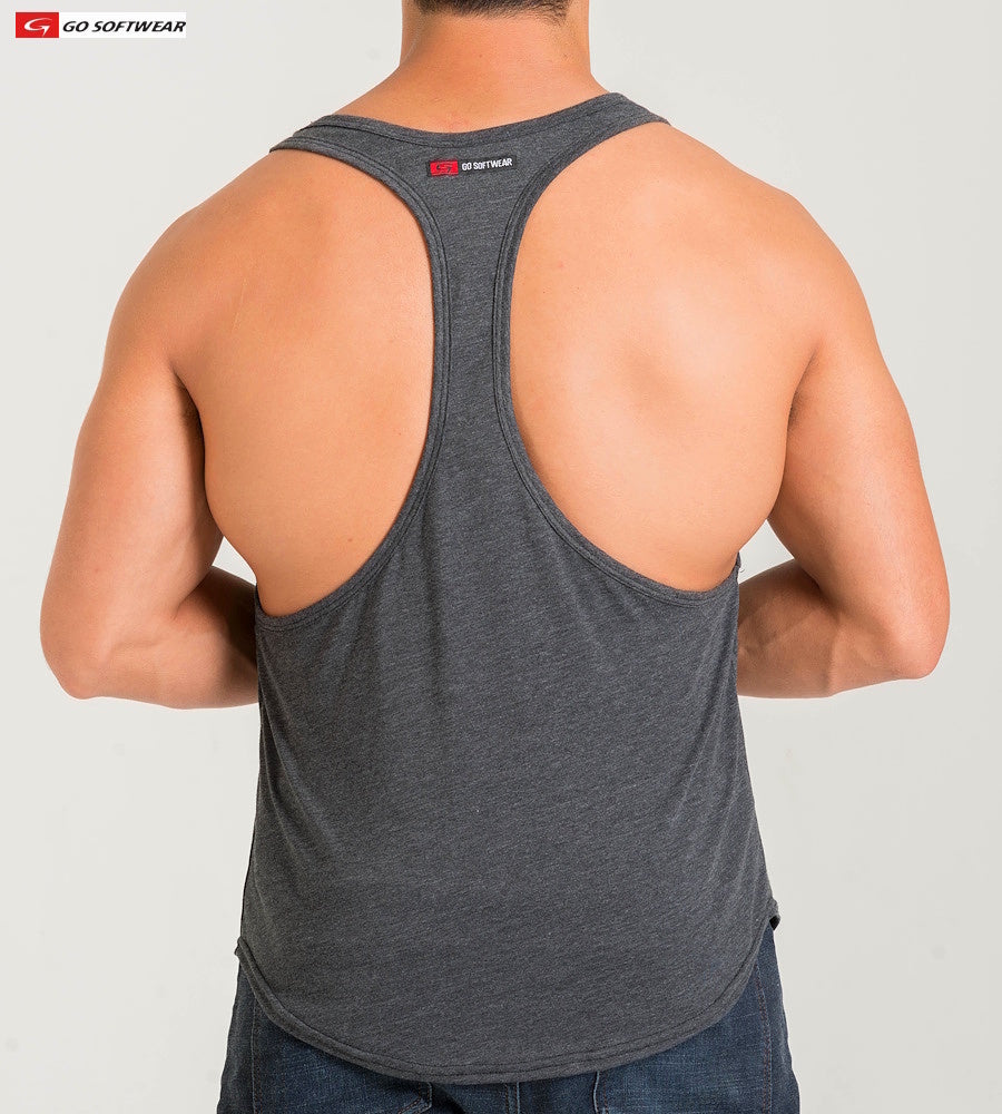 Go Softwear 4945 Men's California Bliss Y-Back Muscle Tank - Charcoal
