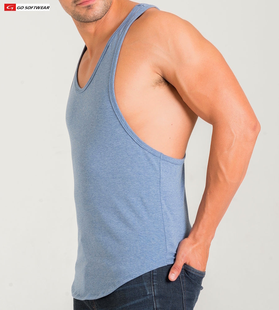 Go Softwear 4945 Men's California Bliss Y-Back Muscle Tank - Lite Denim
