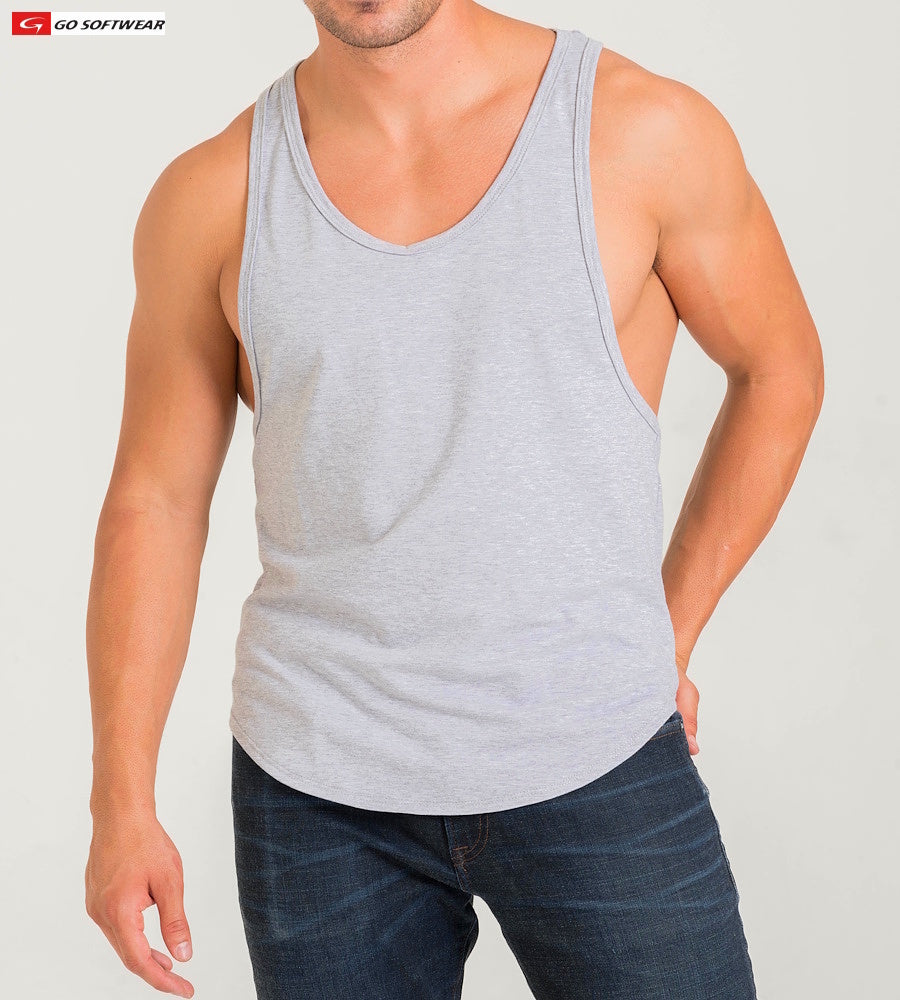 Go Softwear 4945 Men's California Bliss Y-Back Muscle Tank - Heather Grey
