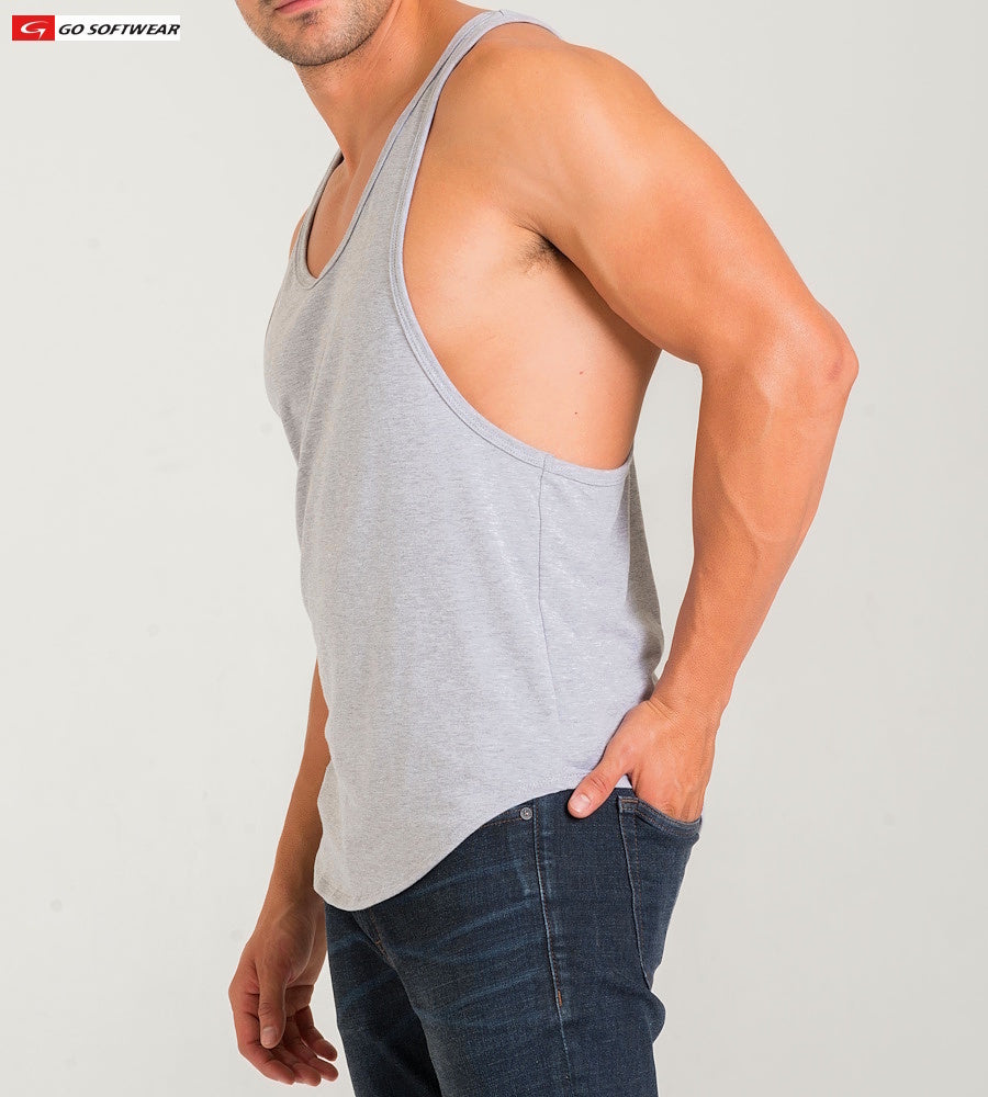 Go Softwear 4945 Men's California Bliss Y-Back Muscle Tank - Heather Grey