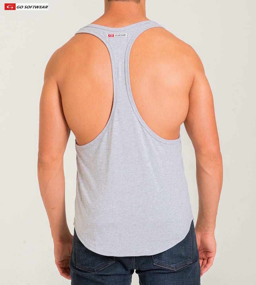 Go Softwear 4945 Men's California Bliss Y-Back Muscle Tank - Heather Grey