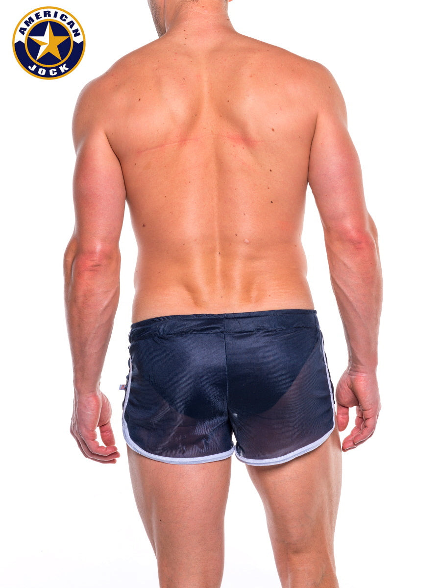 AMERICAN JOCK 8894 Men's Elite Track Short W/Liner - Navy