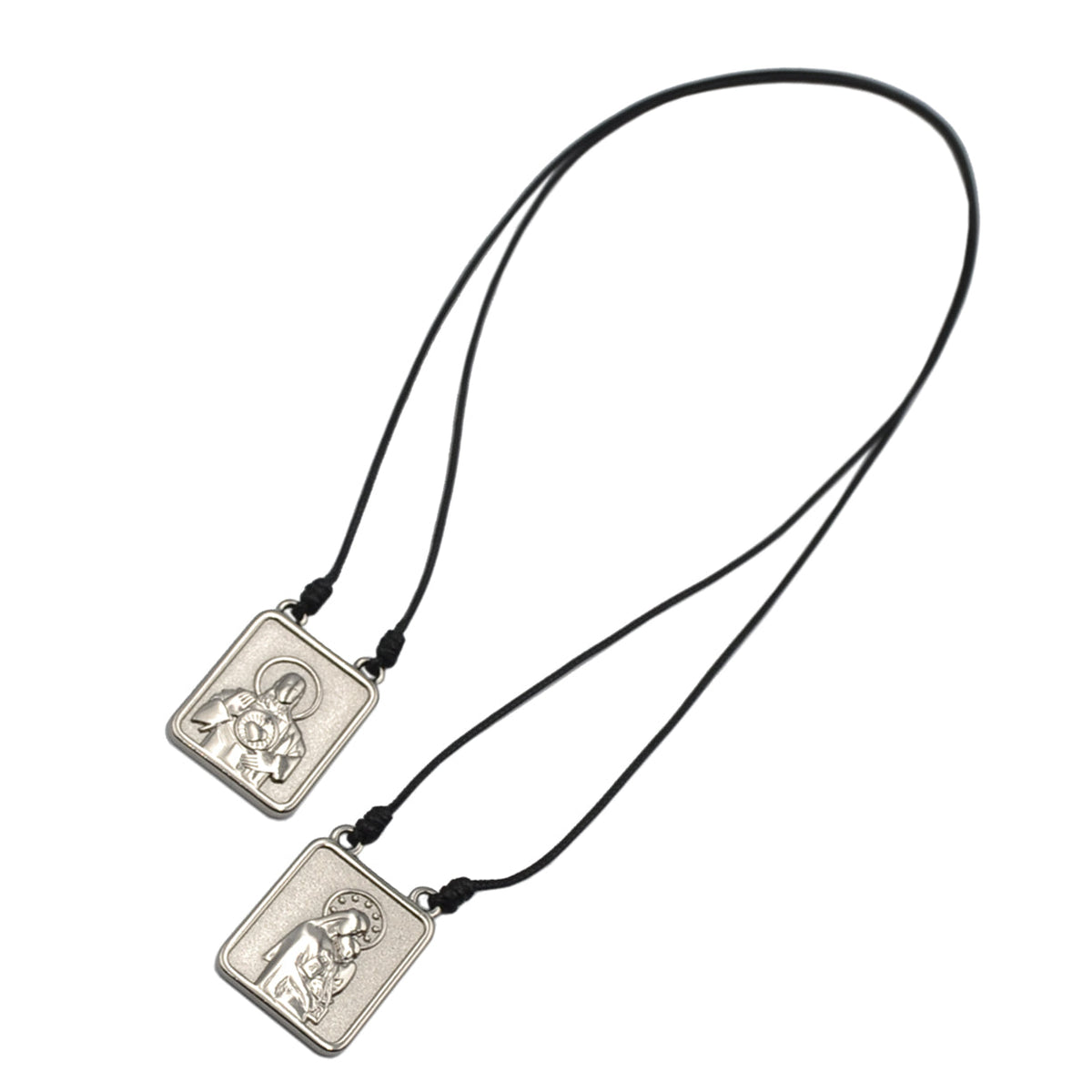 CA-RIO-CA Male Scapular with Cord in Pendant Black or Silver - Men's Necklace - Male Jewelry