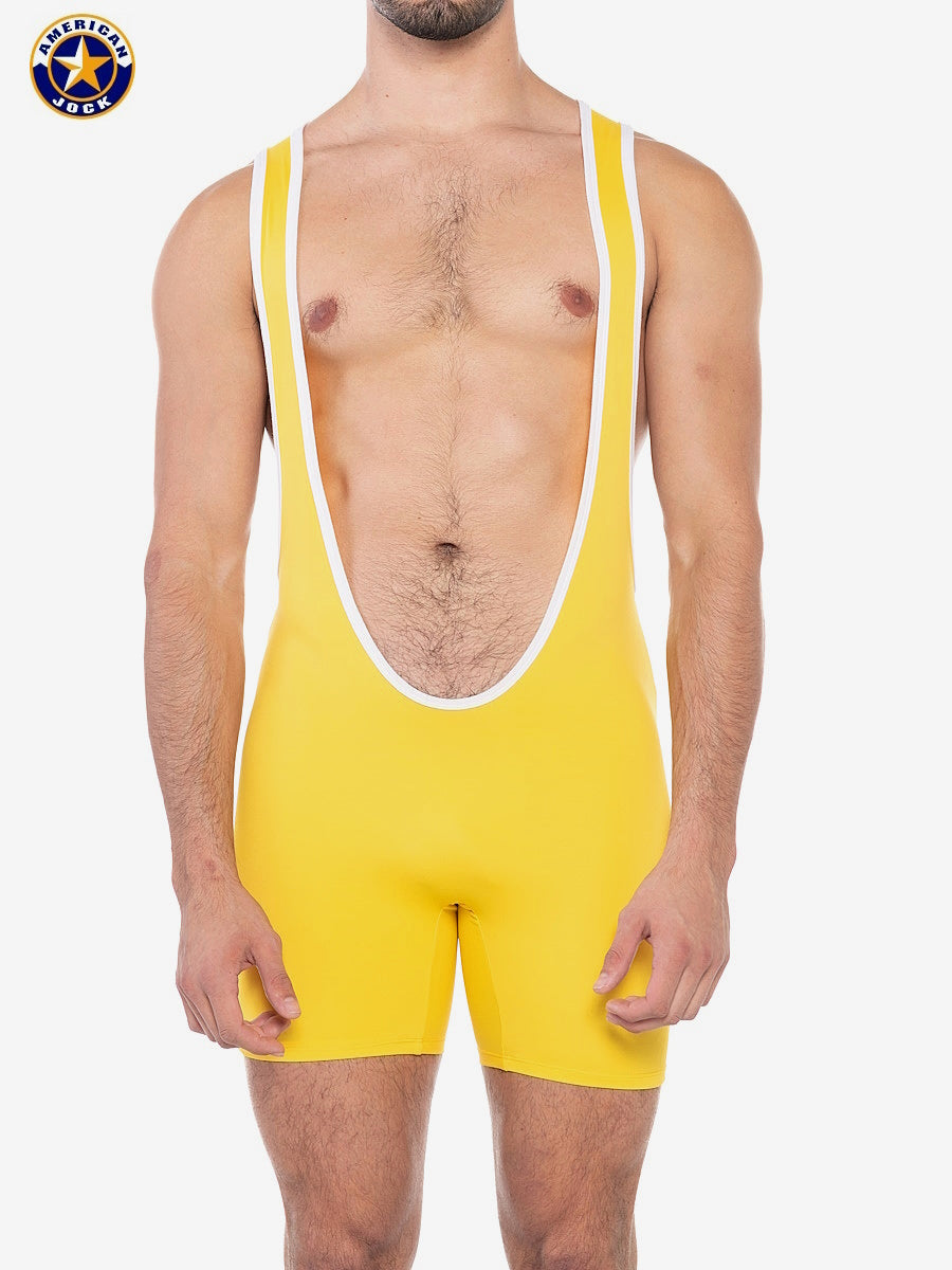 AMERICAN JOCK 8404 Men's Sports Scoop Singlet - Gold Yellow