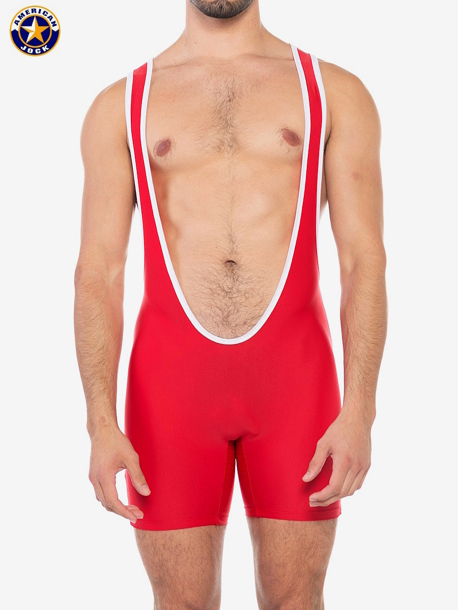 AMERICAN JOCK 8404 Men's Sports Scoop Singlet - Ribbon Red