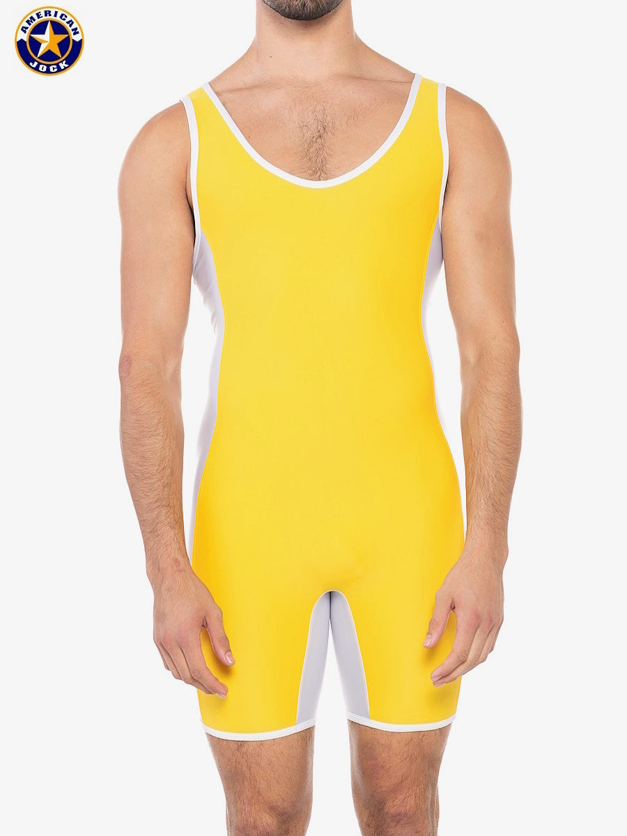 AMERICAN JOCK 8408 Men's Sports Takedown Singlet - Gold Yellow