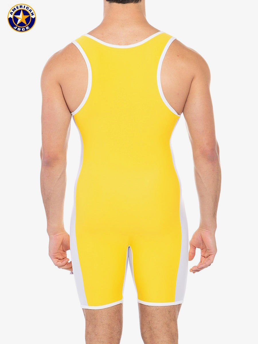AMERICAN JOCK 8408 Men's Sports Takedown Singlet - Gold Yellow