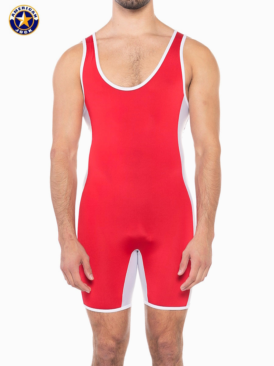 AMERICAN JOCK 8408 Men's Sports Takedown Singlet - Ribbon Red