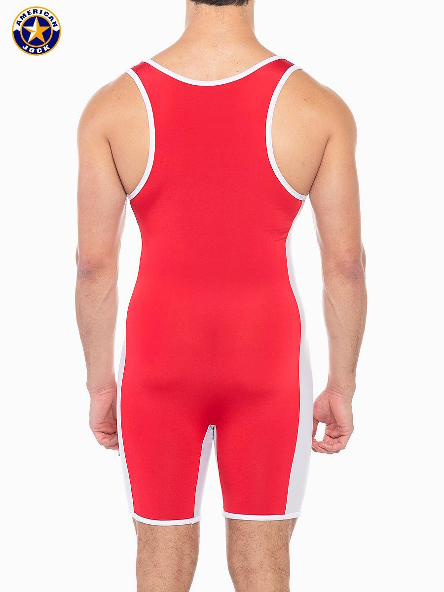AMERICAN JOCK 8408 Men's Sports Takedown Singlet - Ribbon Red