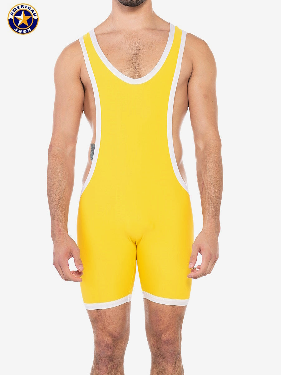 AMERICAN JOCK 8406 Men's Sports Freestyle Singlet - Gold Yellow