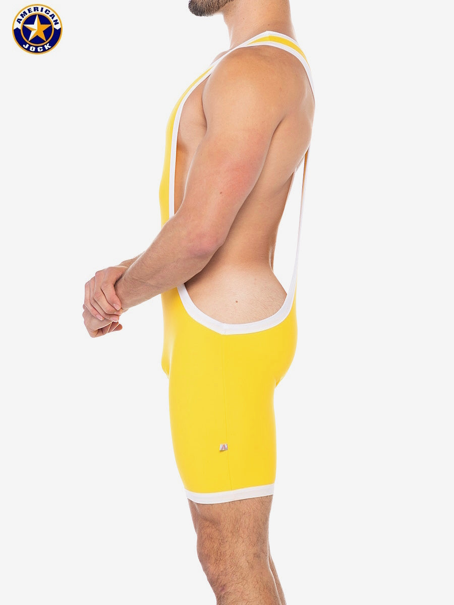 AMERICAN JOCK 8406 Men's Sports Freestyle Singlet - Gold Yellow