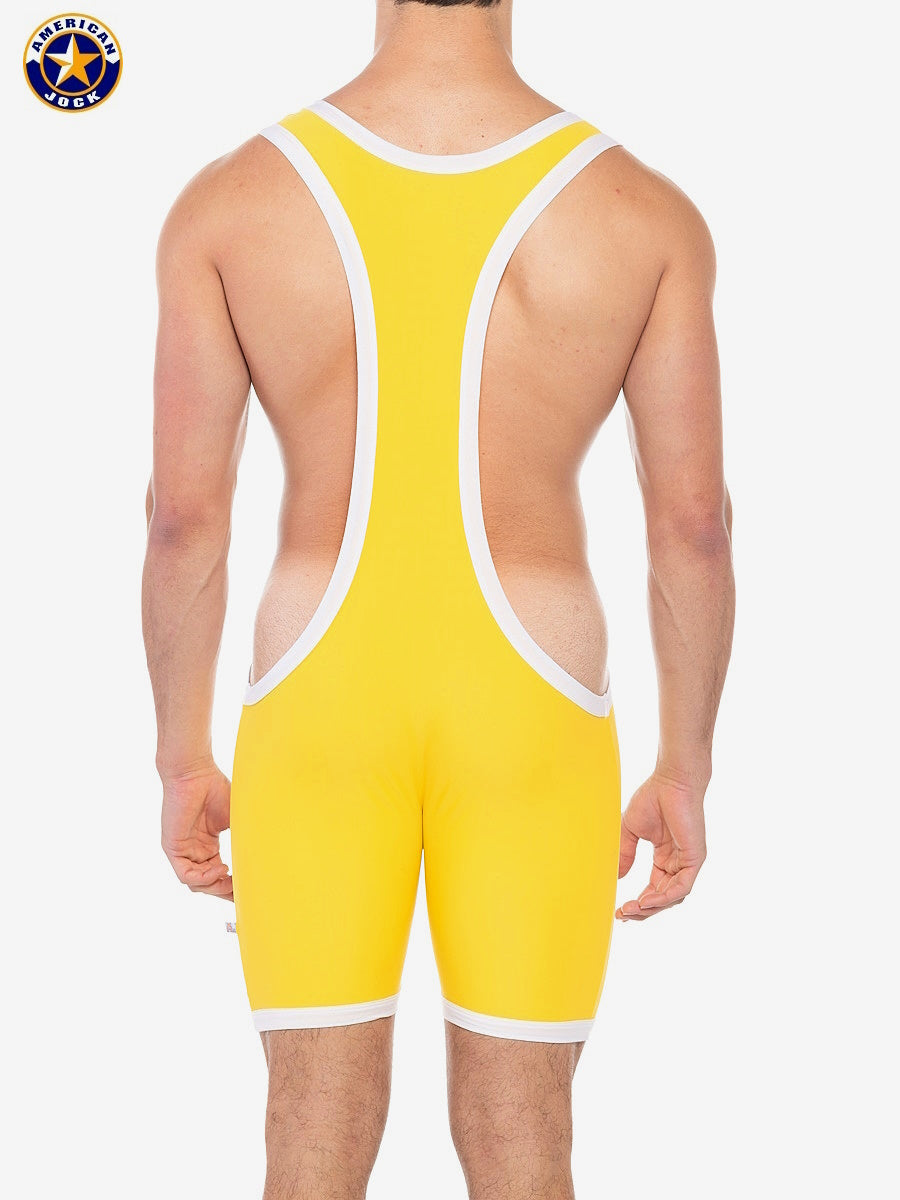 AMERICAN JOCK 8406 Men's Sports Freestyle Singlet - Gold Yellow