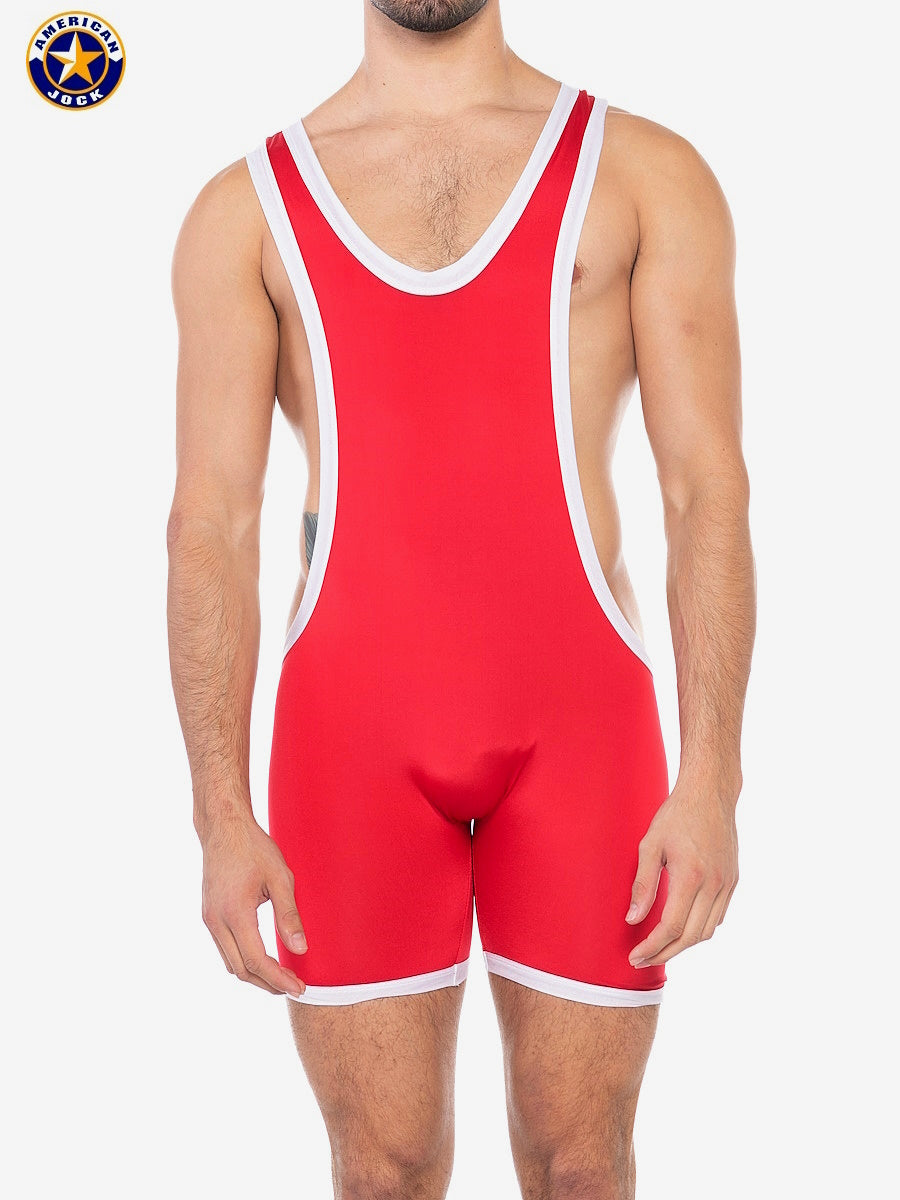 AMERICAN JOCK 8406 Men's Sports Freestyle Singlet - Ribbon Red