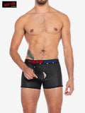 Hard Core 5527 Men's X Pleather Boxer Brief w/ Cod Piece - Midnight