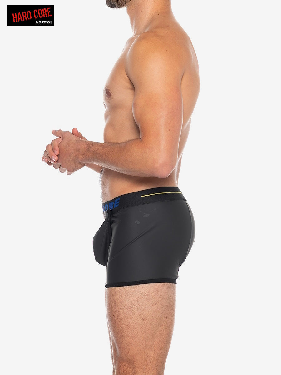 Hard Core 5527 Men's X Pleather Boxer Brief w/ Cod Piece - Midnight