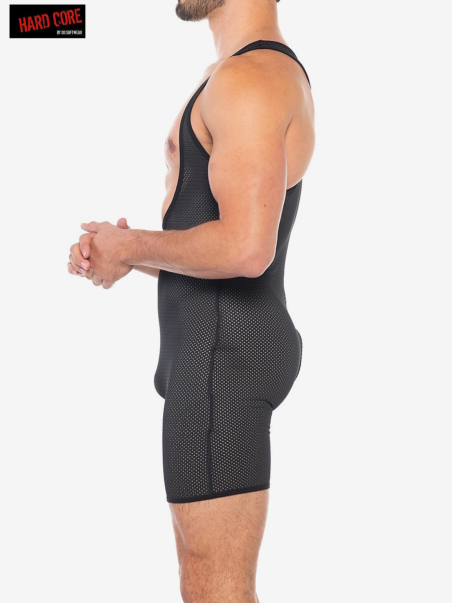 Hard Core 5538 Men's X Back Door Singlet (Open Zip Back) - Midnight