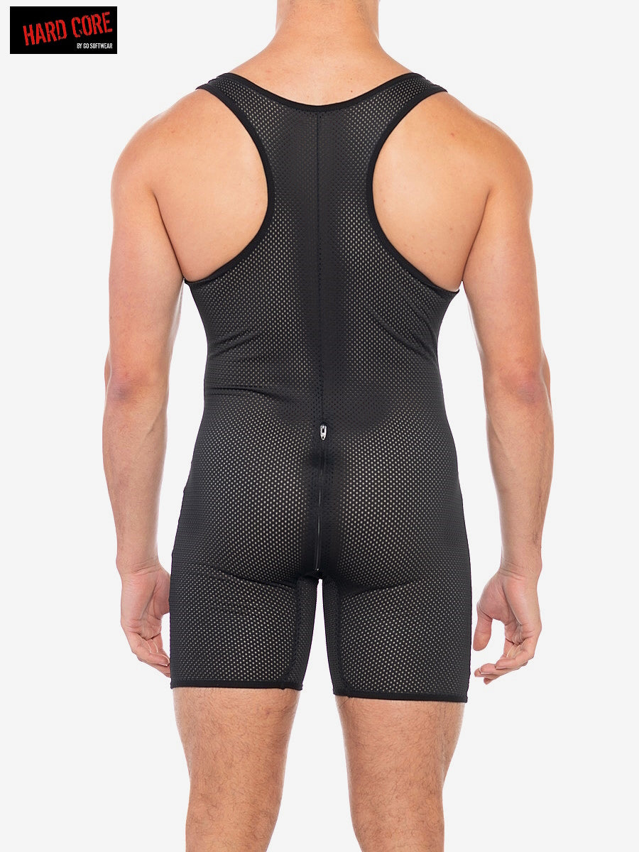 Hard Core 5538 Men's X Back Door Singlet (Open Zip Back) - Midnight