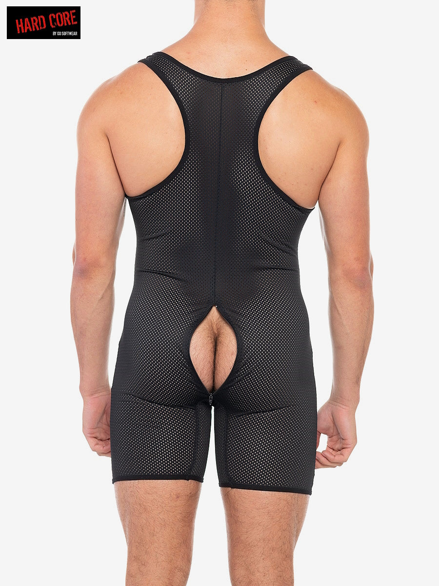 Hard Core 5538 Men's X Back Door Singlet (Open Zip Back) - Midnight
