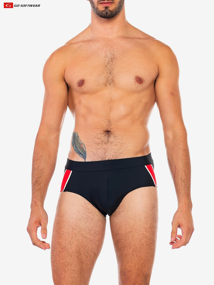 Go Softwear 4579 Men's Folsom Swim Brief - Black/Red