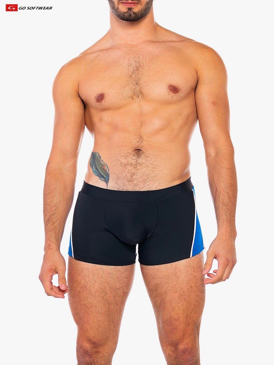 Go Softwear 4562 Men's Folsom Sq-Cut Swimsuit - Black/Royal