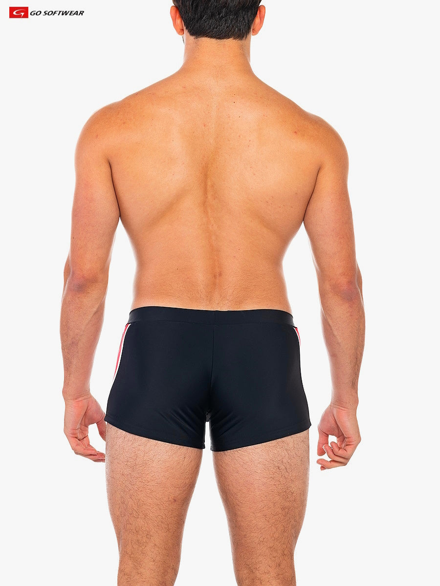 Go Softwear 4562 Men's Folsom Sq-Cut Swimsuit - Black/Yellow