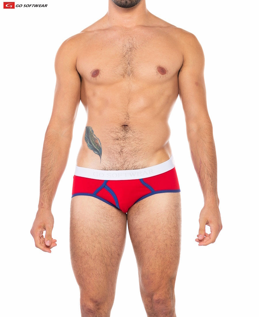 Go Softwear 2021 Men's Cal. Classic Boy Brief - Scarlet/Royal Blue
