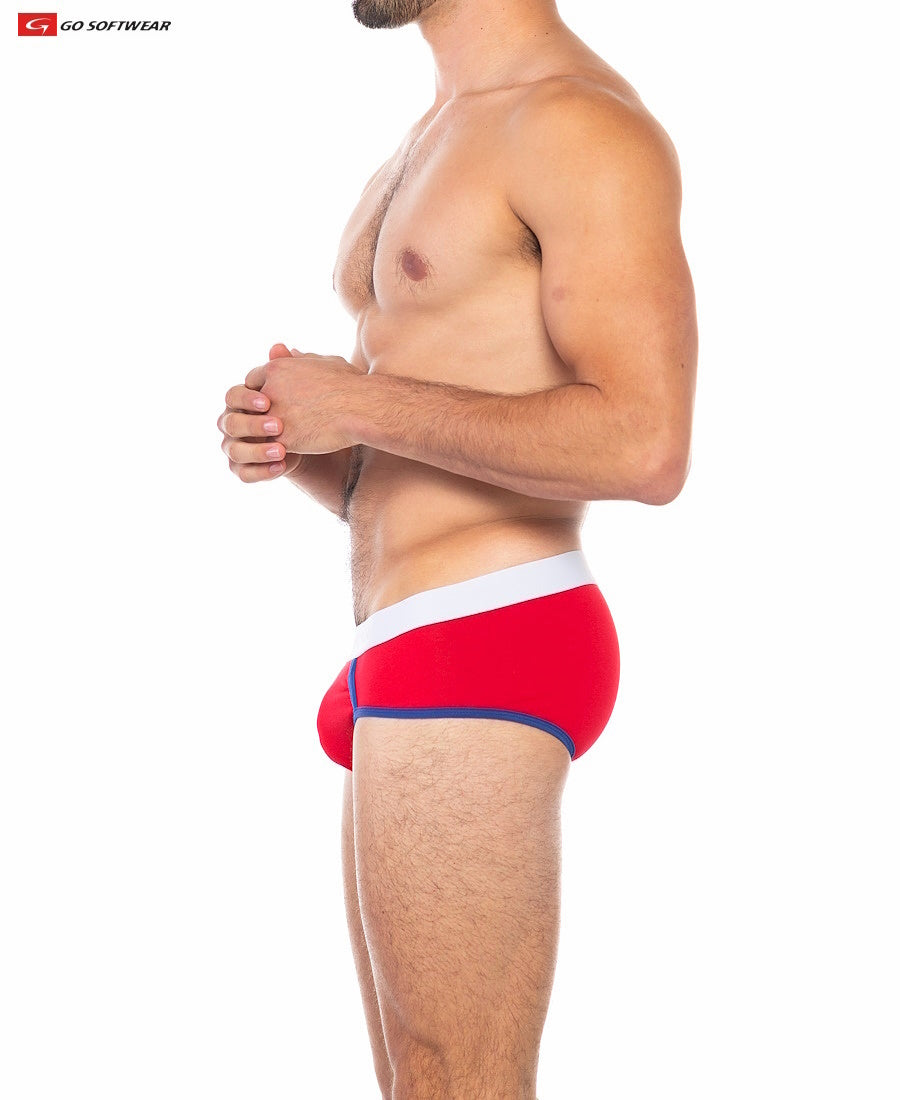 Go Softwear 2021 Men's Cal. Classic Boy Brief - Scarlet/Royal Blue