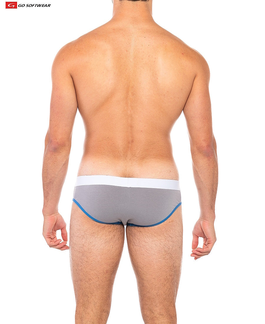 Go Softwear 2011 Men's Cal. Classic Lo Rise Brief - Silver Grey/Pacific Blue