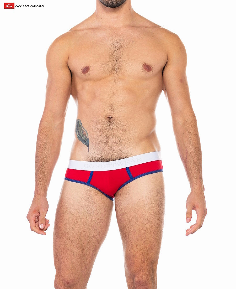 Go Softwear 2011 Men's Cal. Classic Lo Rise Brief - Scarlet/Royal Blue