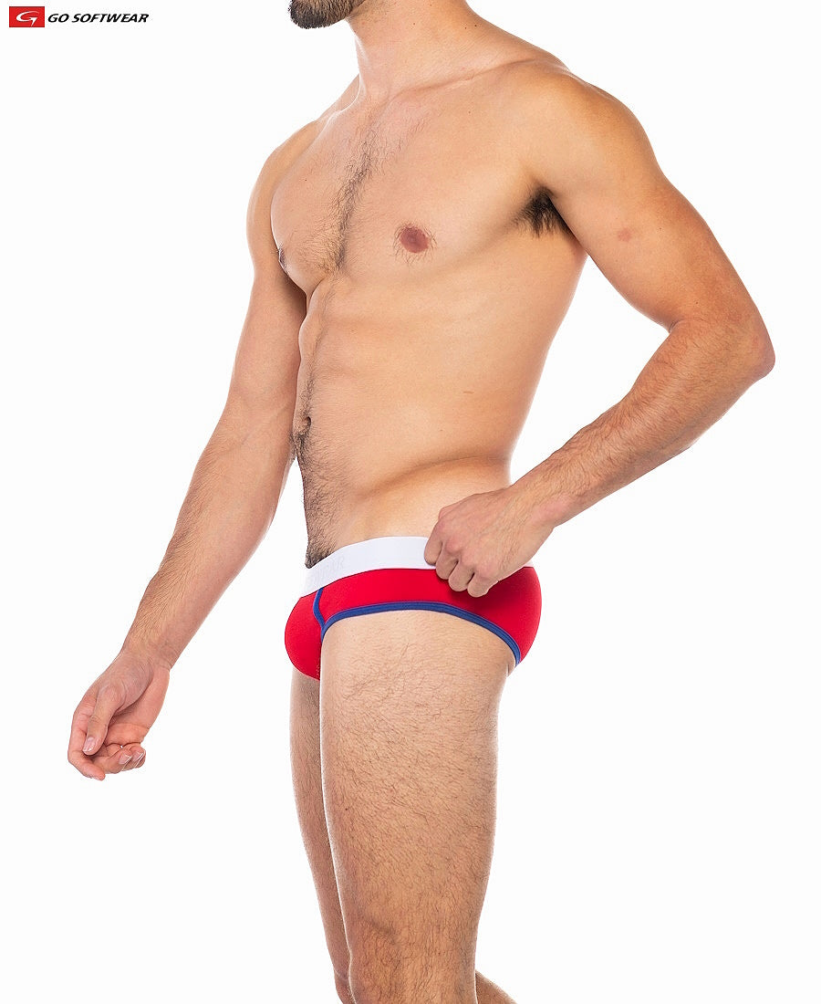 Go Softwear 2011 Men's Cal. Classic Lo Rise Brief - Scarlet/Royal Blue