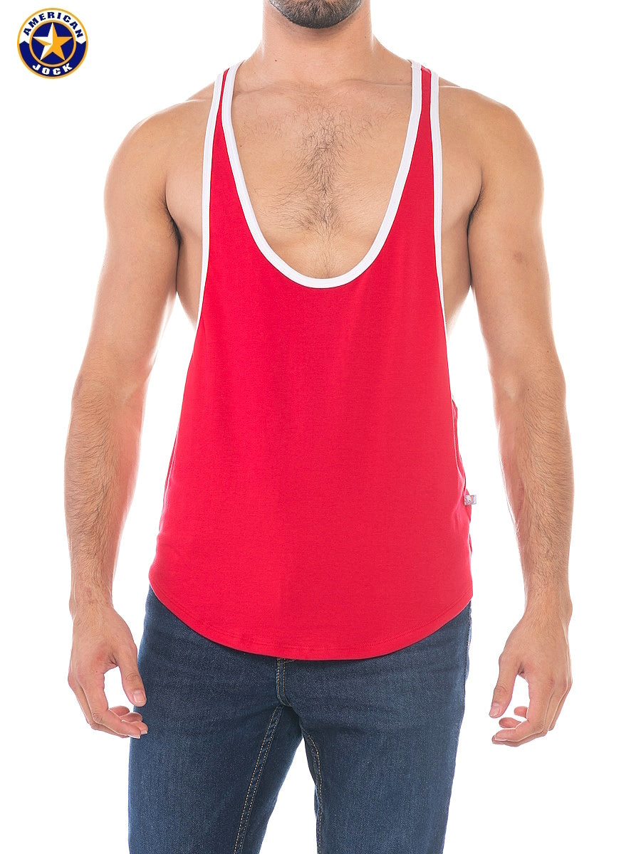 AMERICAN JOCK 8407 Men's Sports Stringer Tank - Ribbon Red