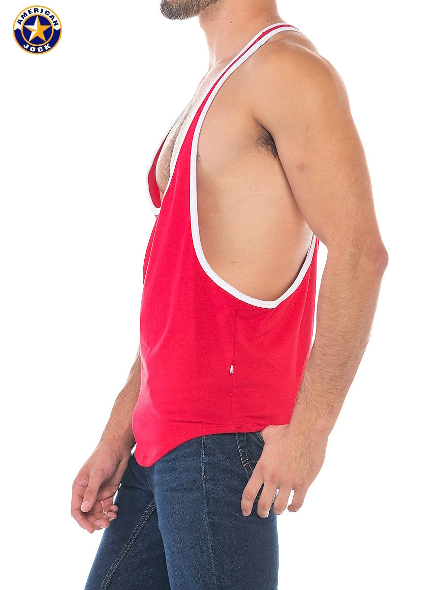 AMERICAN JOCK 8407 Men's Sports Stringer Tank - Ribbon Red
